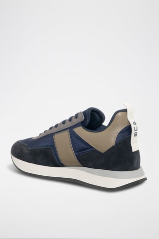 Sneakers em couro Azul-marinho e castanho