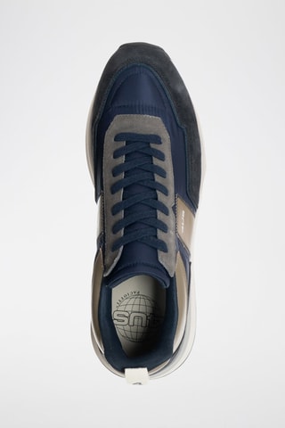 Sneakers em couro Azul-marinho e castanho