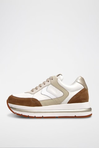 Sneakers de couro Maran Castanho-claro e branco