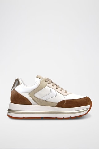 Sneakers de couro Maran Castanho-claro e branco