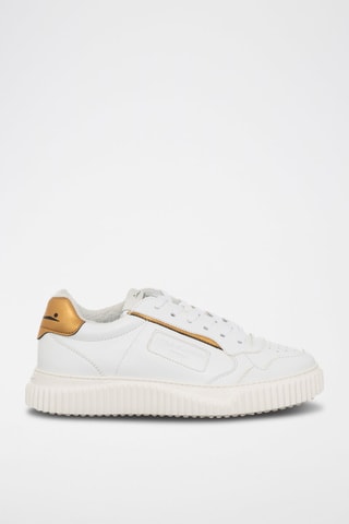 Sneakers de couro Hybro Branco e dourado