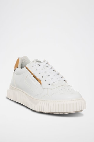 Sneakers de couro Hybro Branco e dourado