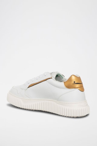Sneakers de couro Hybro Branco e dourado