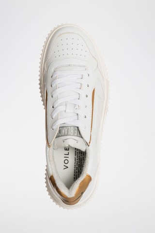 Sneakers de couro Hybro Branco e dourado