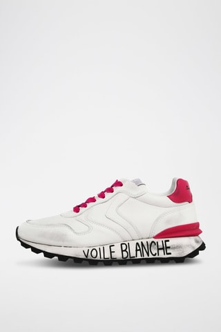 Sapatilhas com plataforma em couro de vitelo Paris - Branco