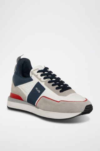 Sapatilhas em nobuck - Cinzento e azul-marinho