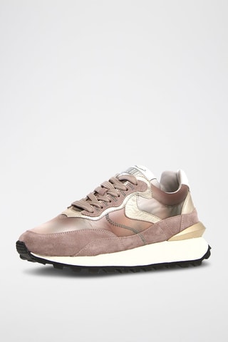 Sneakers com plataforma de couro Qwark - Rosa-velho