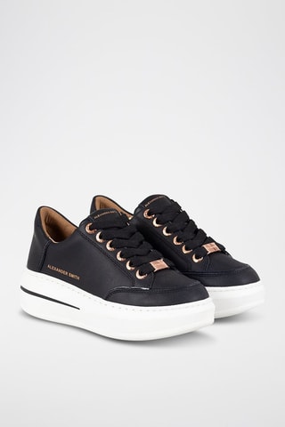 Sapatilhas com plataforma em couro Lancaster - Preto