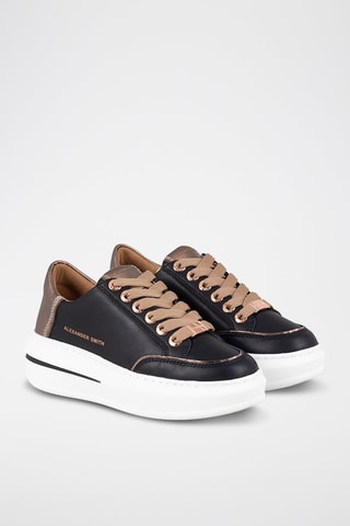 Sapatilhas com plataforma em couro Lancaster - Preto