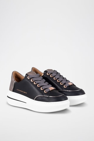 Sapatilhas com plataforma em couro Lancaster - Preto