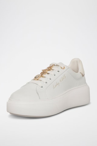Sapatilhas com plataforma - Branco e dourado