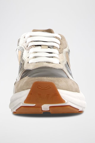 Sapatilhas em couro Charlotte - Branco e bege-claro
