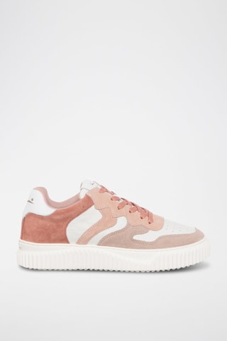 Sapatilhas em couro Laura - Branco e rosa