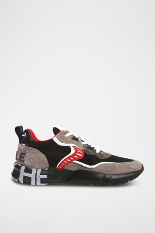 Sapatilhas em couro ClubB01 - Preto e vermelho