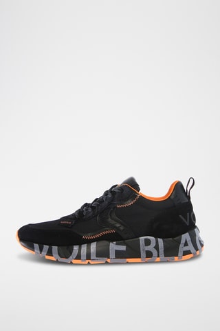 Sapatilhas em couro ClubB01 - Preto e laranja