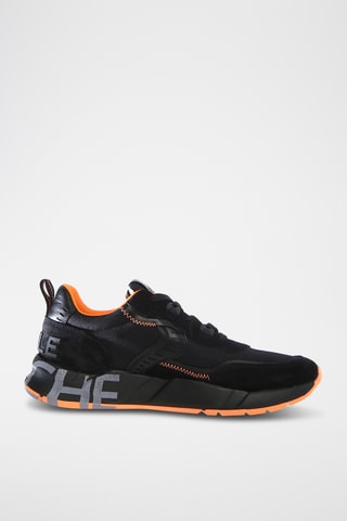 Sapatilhas em couro ClubB01 - Preto e laranja