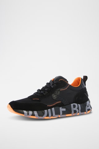 Sapatilhas em couro ClubB01 - Preto e laranja