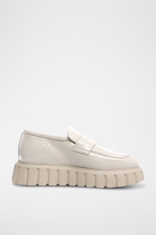 Mocassins com plataforma em couro de vitelo envernizado Grenelle - Cinzento
