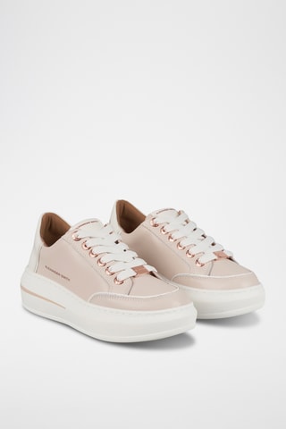 Sapatilhas com plataforma em couro de touro Lancaster - Rosa