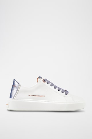 Sapatilhas em couro de touro London-albaldw - Branco e azul-cinzento