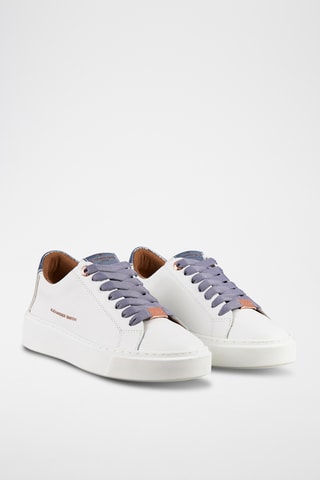 Sapatilhas em couro de touro London-albaldw - Branco e azul-cinzento