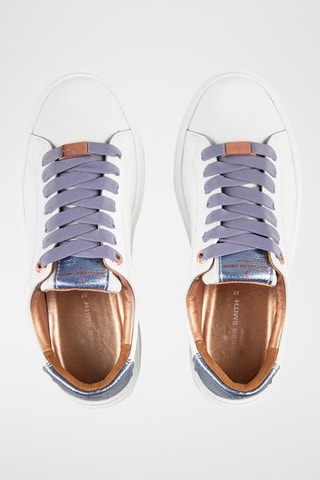 Sapatilhas em couro de touro London-albaldw - Branco e azul-cinzento