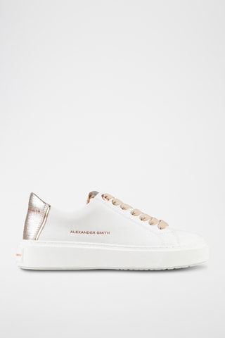 Sapatilhas em couro de touro London-albaldw - Branco e dourado