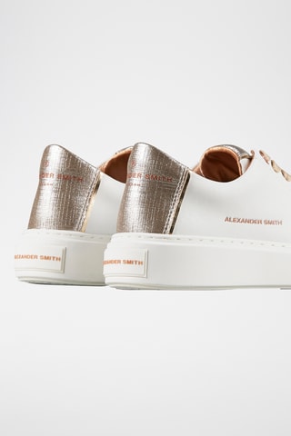 Sapatilhas em couro de touro London-albaldw - Branco e dourado