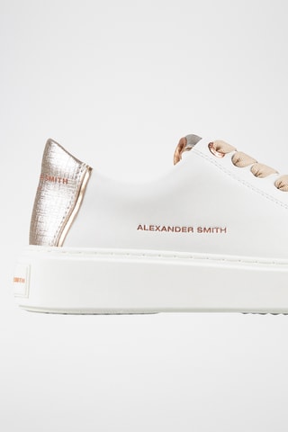 Sapatilhas em couro de touro London-albaldw - Branco e dourado