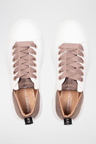 Sapatilhas com plataforma em couro Wembley - Branco e dourado-rosa