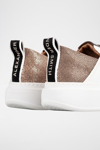Sapatilhas com plataforma em couro Wembley - Branco e dourado-rosa