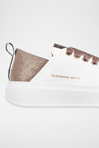 Sapatilhas com plataforma em couro Wembley - Branco e dourado-rosa