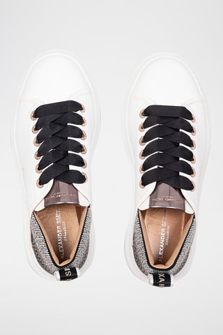 Sapatilhas com plataforma em couro Wembley - Branco e preto