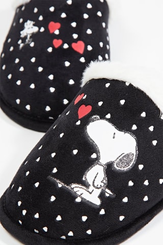 Pantoufles fourrées Snoopy et Woodstock Snoopy et les Peanuts - Noir et blanc