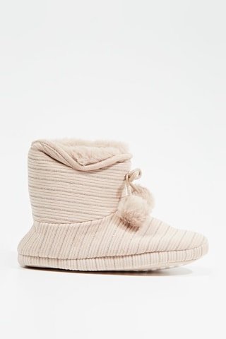 Pantoufles fourrées - Beige et doré