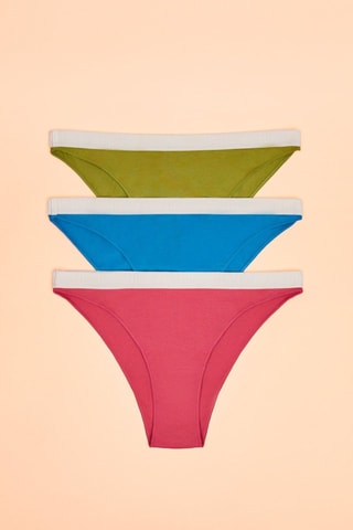 3 tangas - Vert olive et fuchsia