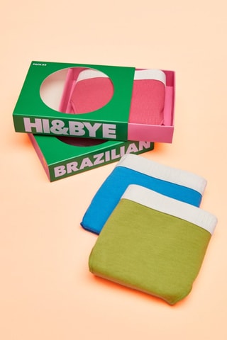 3 tangas - Vert olive et fuchsia