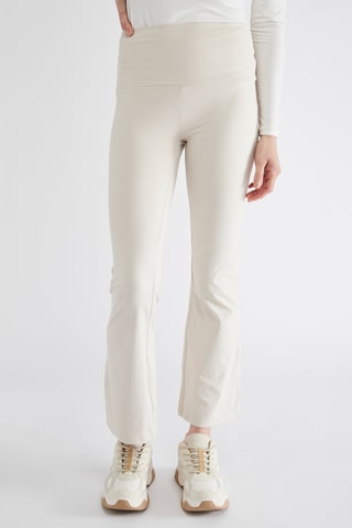 Pantalon flare 7/8 taille haute - Ecru