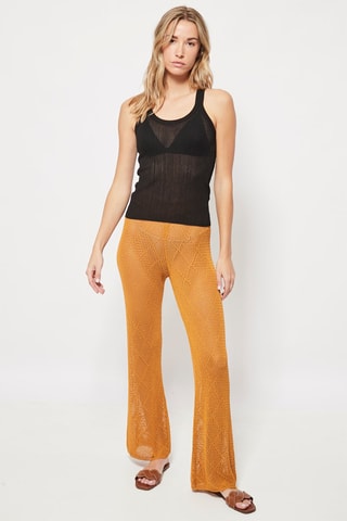 Pantalon flare taille haute en crochet Orange