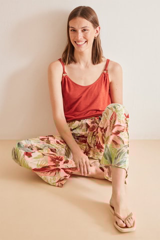 Pantalon taille haute - Rouge