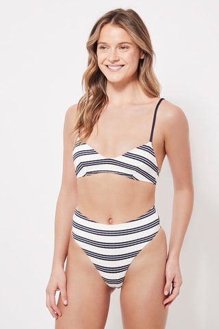 Bas de maillot taille haute Ecru et noir