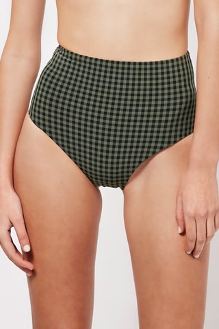 Bas de maillot taille haute Kaki et noir
