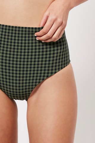 Bas de maillot taille haute Kaki et noir