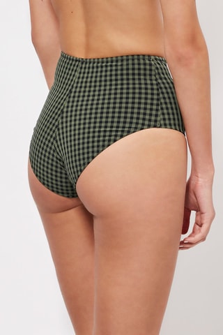 Bas de maillot taille haute Kaki et noir