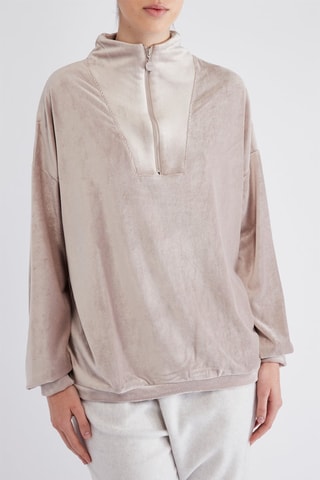 Sweat de pyjama en velours - Beige