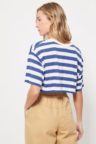 Crop top en lin Bleu marine