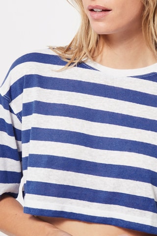 Crop top en lin Bleu marine