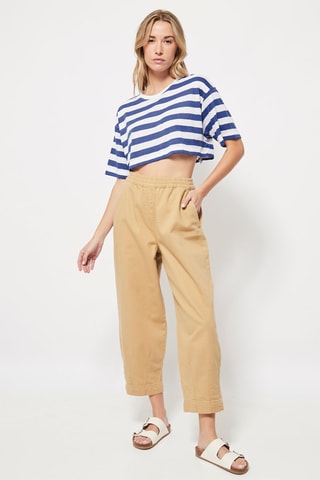 Crop top en lin Bleu marine
