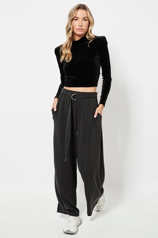 Crop top en velours - Noir
