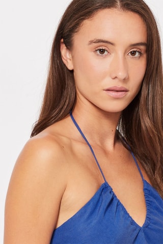 Crop top en lin Bleu